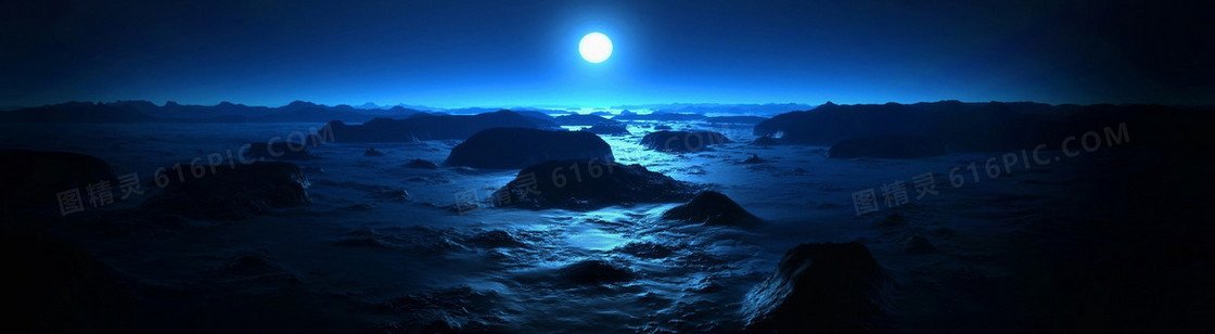 海洋夜景banner创意设计