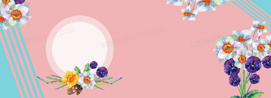 清新印花女装粉色淘宝海报背景