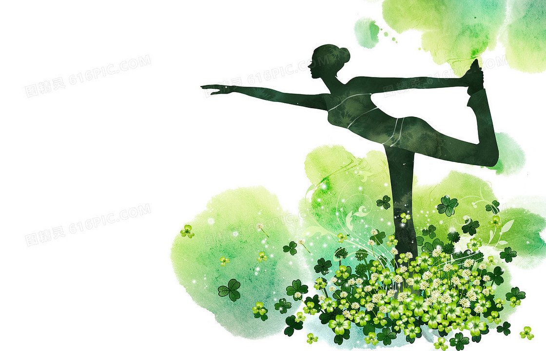 绿色清新瑜伽海报背景