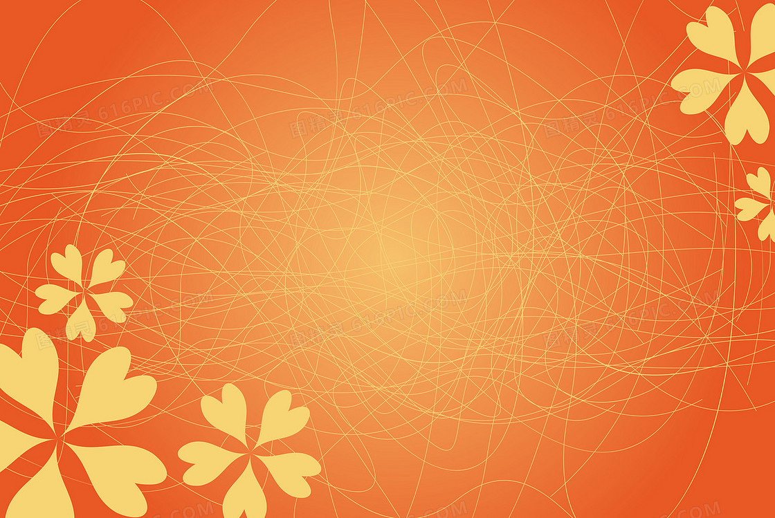 橘色花朵PPT背景素材