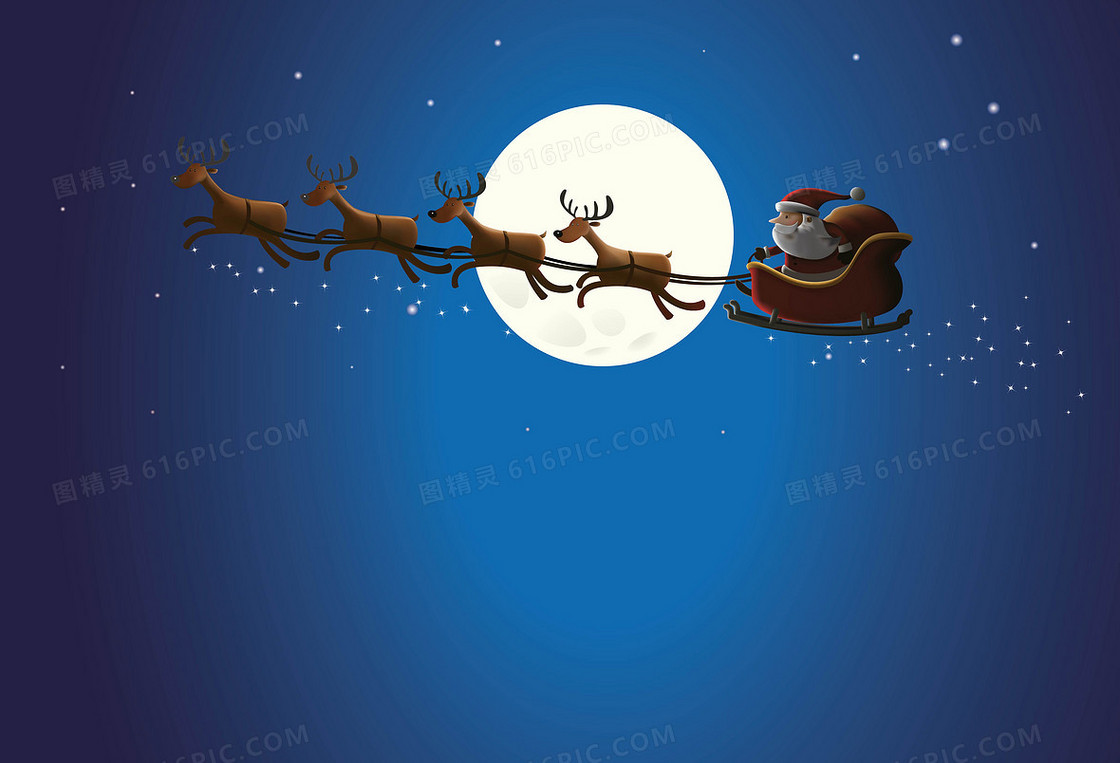矢量卡通圣诞老人雪橇背景素材