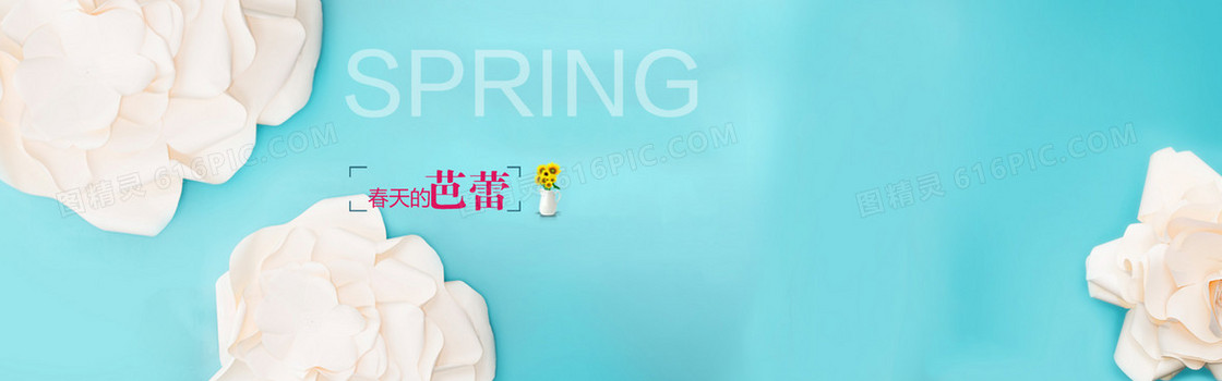 立体花简约banner