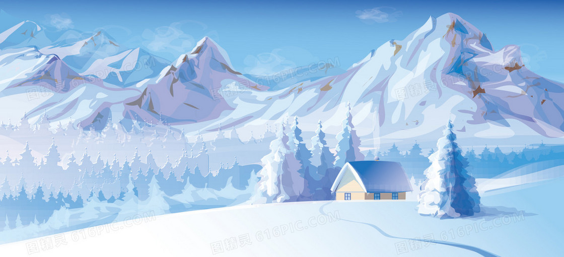 动漫冬季雪景背景banner