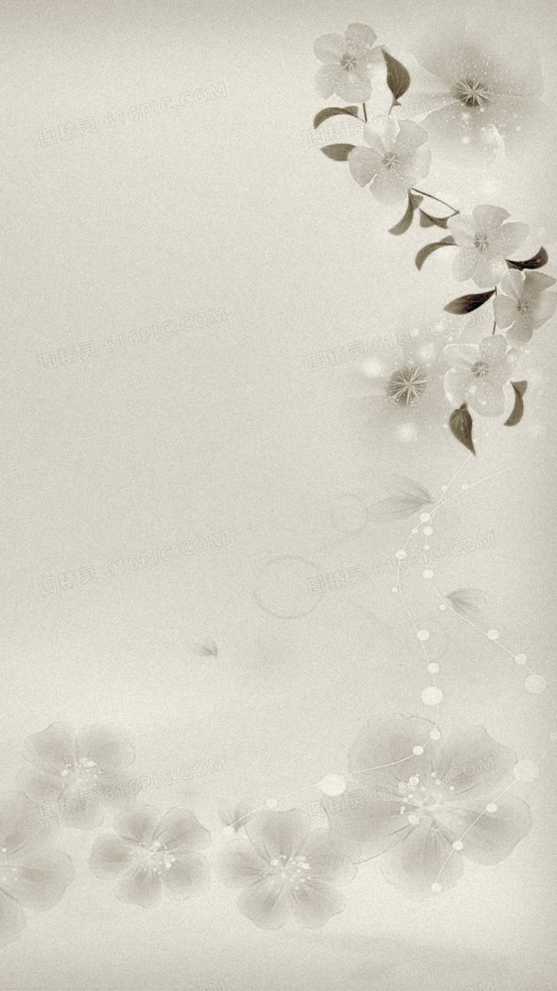 灰色花朵简约素雅风H5图片素材