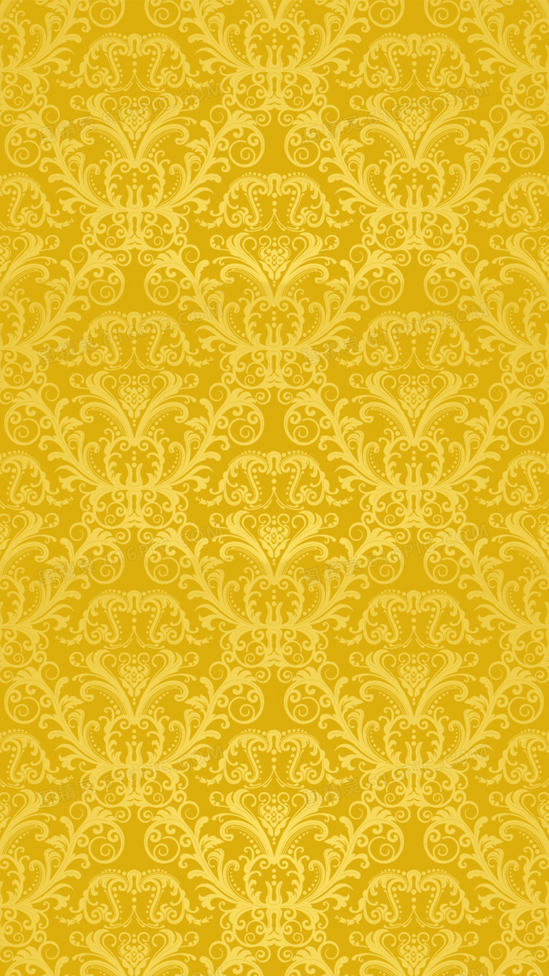 金黄色花纹底纹H5背景