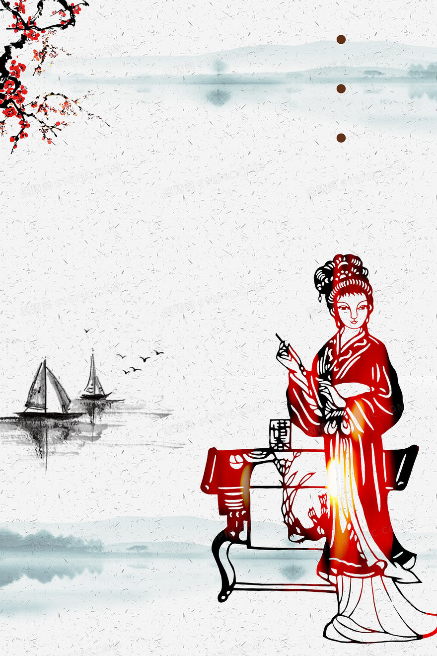 水墨中国古代文学红楼梦展板背景素材