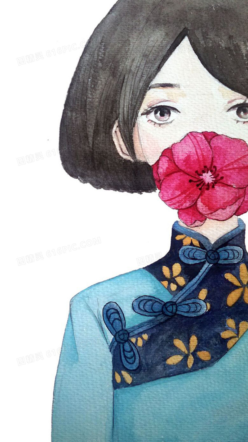 手绘女孩背景