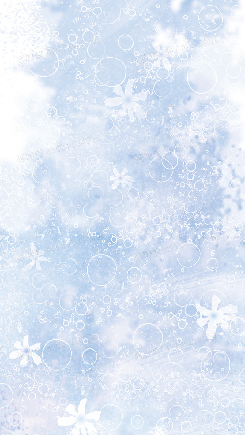 淡蓝色气泡花朵梦幻H5背景