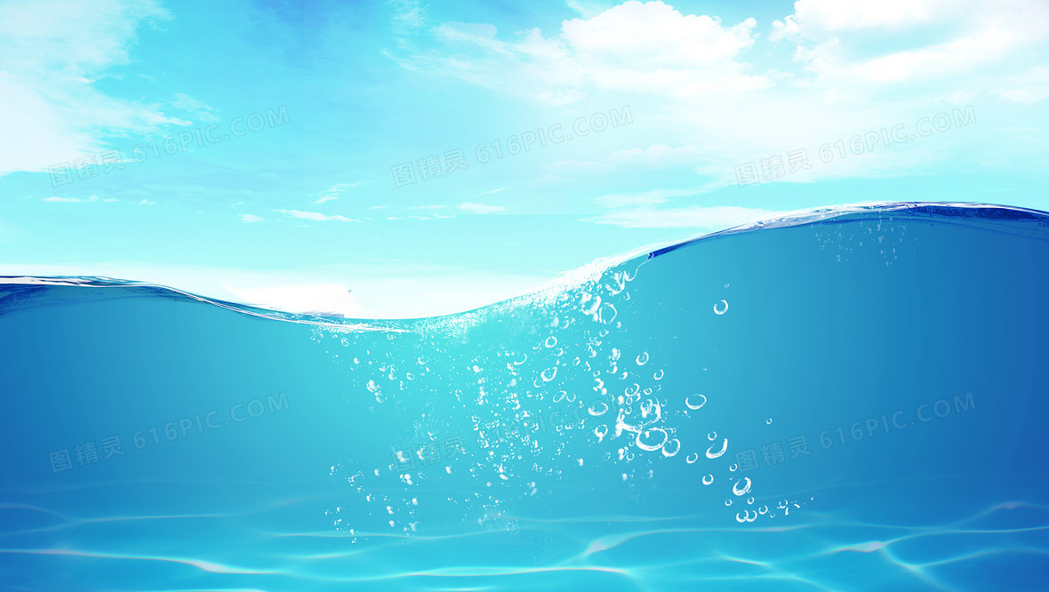 蓝色清澈水波浪背景素材