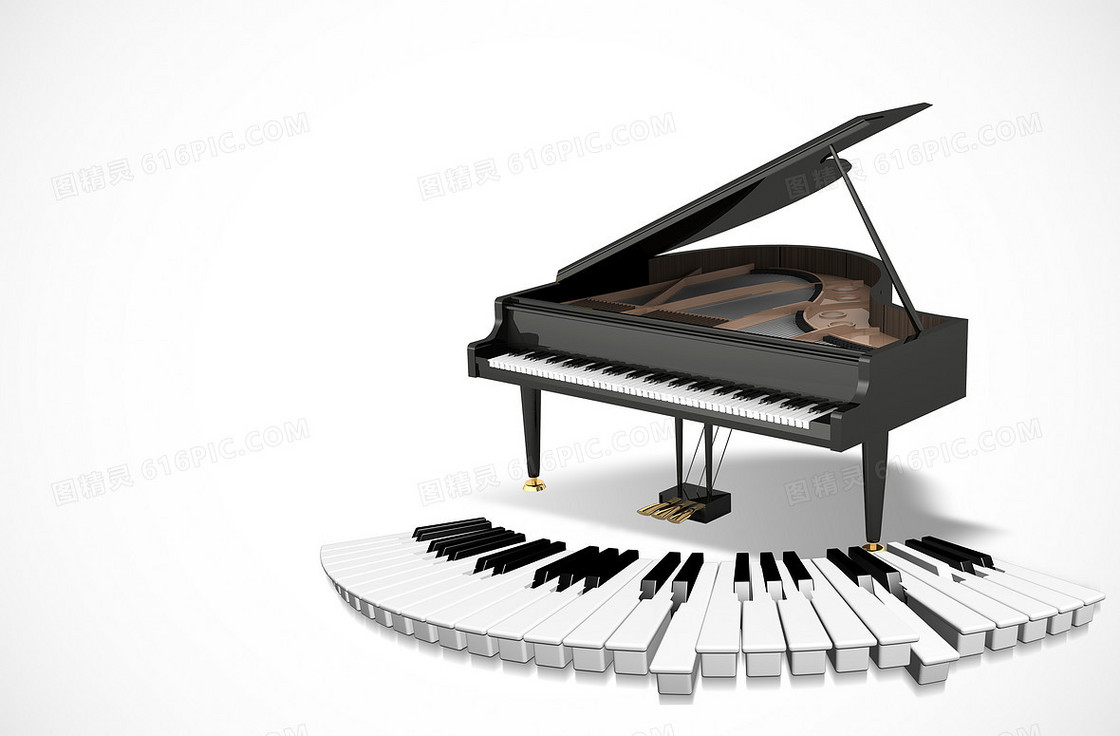钢琴琴键音乐白色背景素材