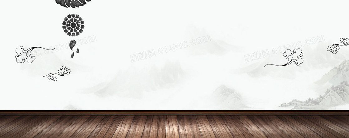 古典中国风山水木板展台背景