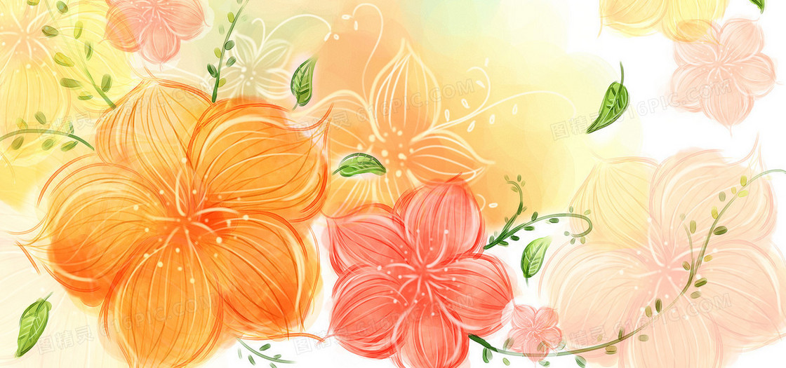 橙色和粉色花朵背景
