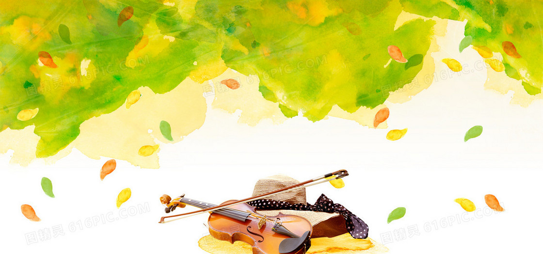 手绘油画小提琴背景