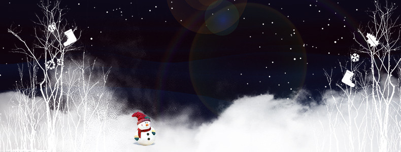 卡通圣诞节雪景详情页海报背景