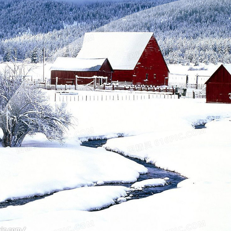 冬季雪景简约背景图