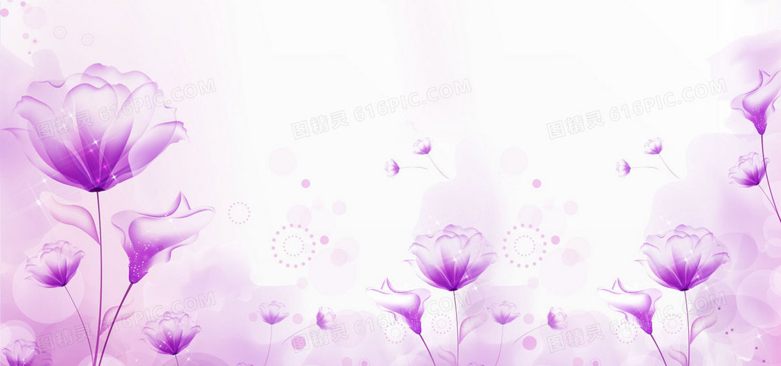 紫色浪漫梦幻花卉壁画背景banner