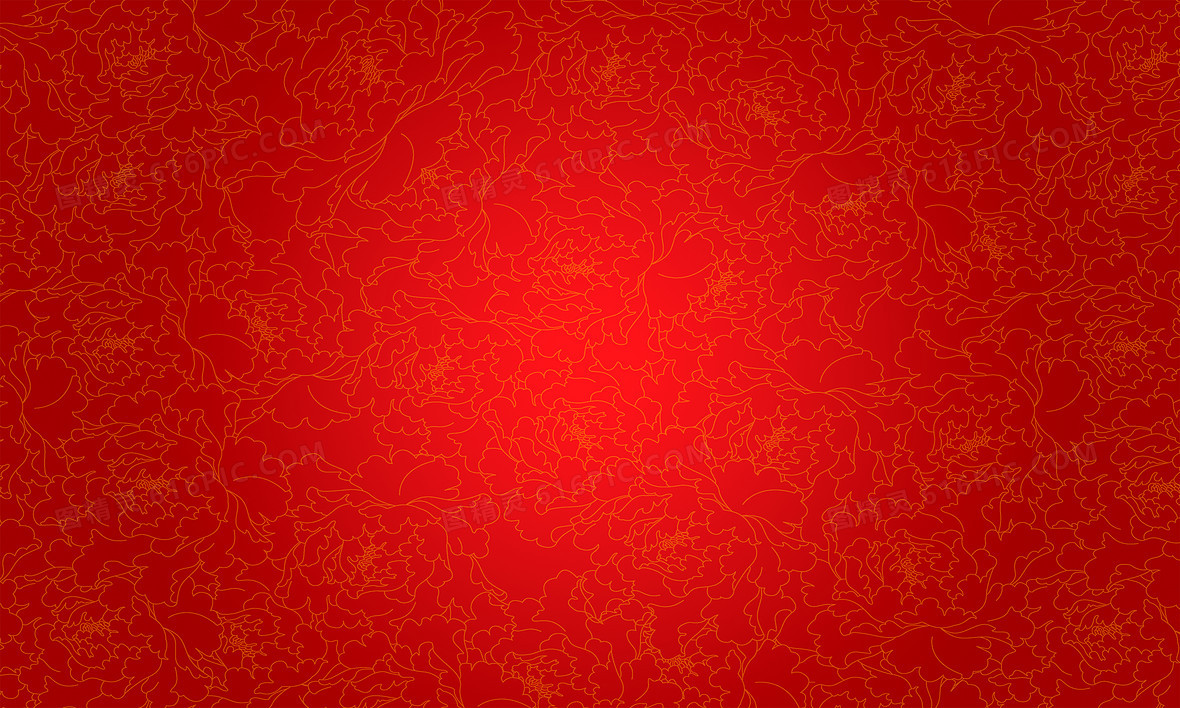 红色牡丹花纹背景
