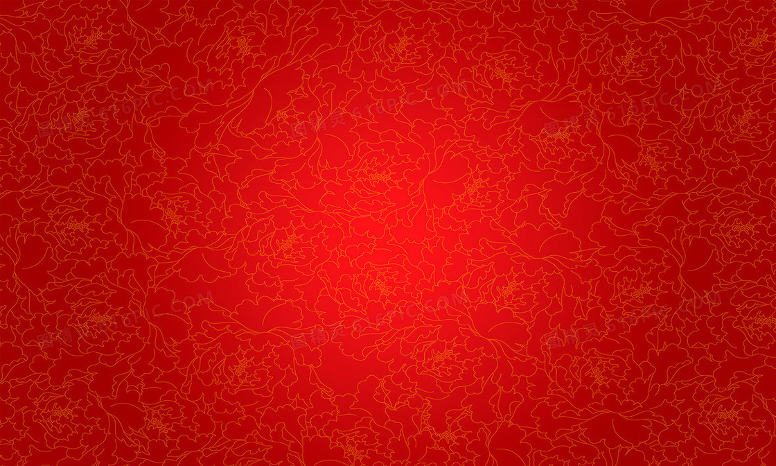 红色牡丹花纹底图背景模板