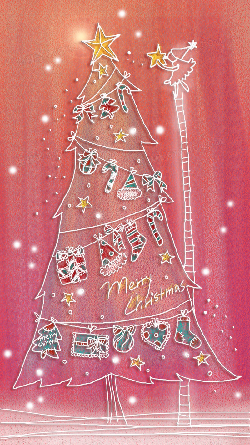 粉彩手绘圣诞H5背景素材