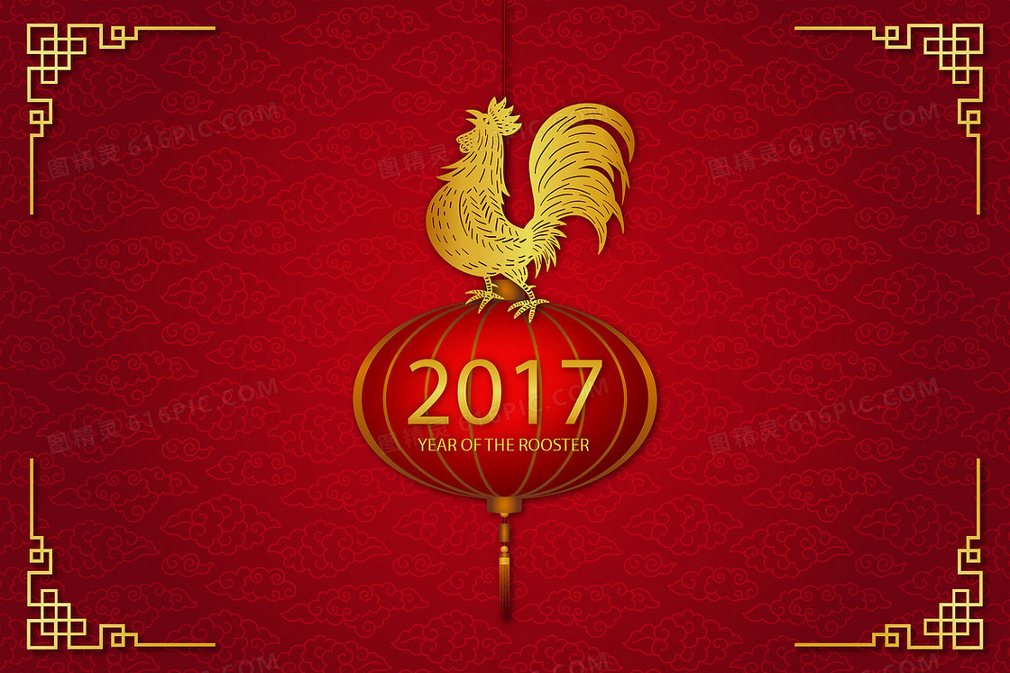 中式2017新年晚会背景素材