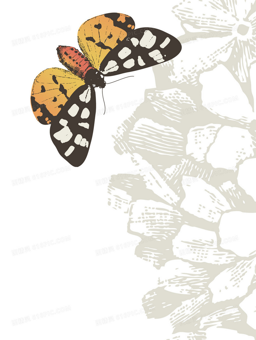 蝴蝶花朵底纹宣传商务封面矢量背景