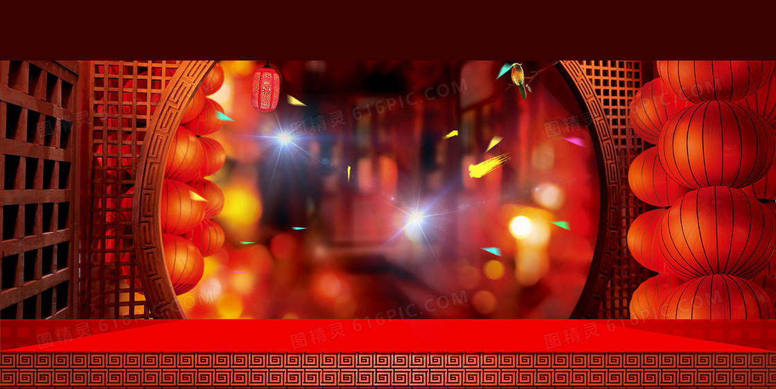 舞台灯笼喜庆新年节日背景