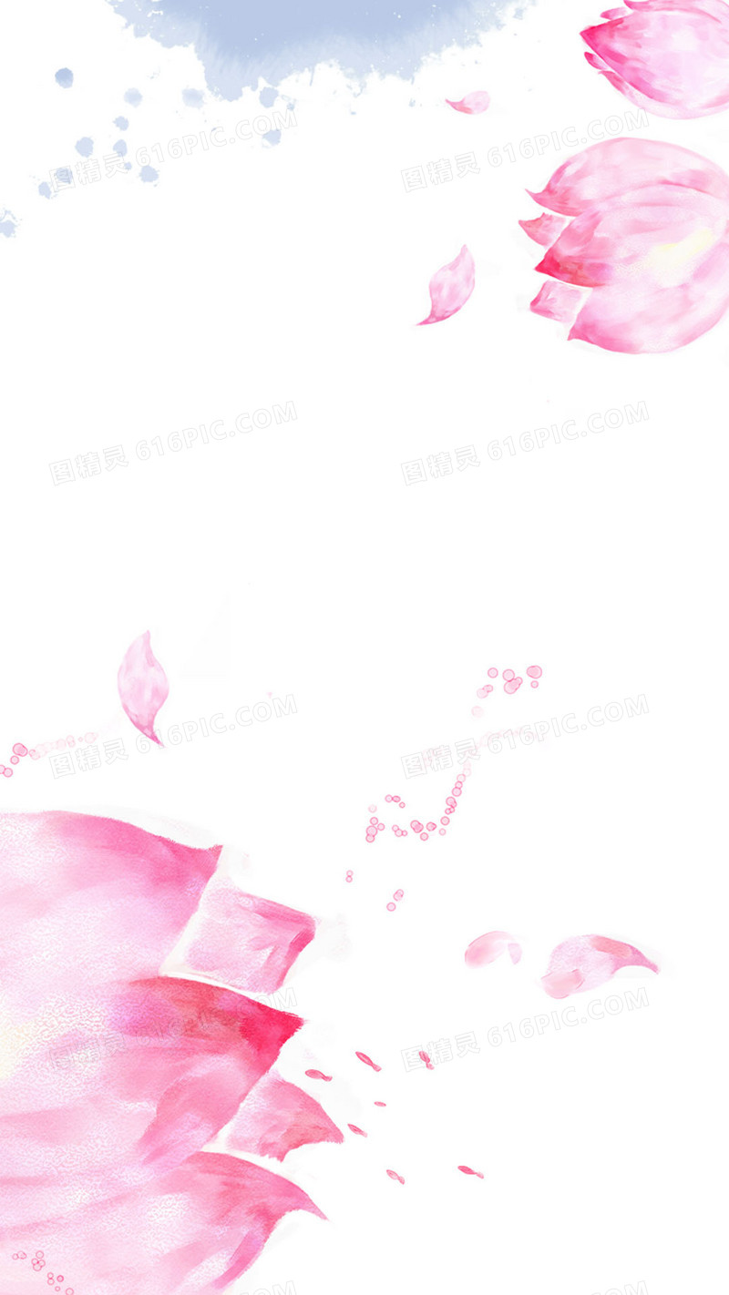 粉色水墨荷花H5背景素材