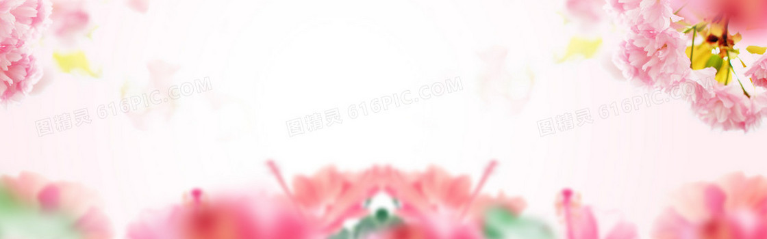 春季清新粉色花朵电商海报背景