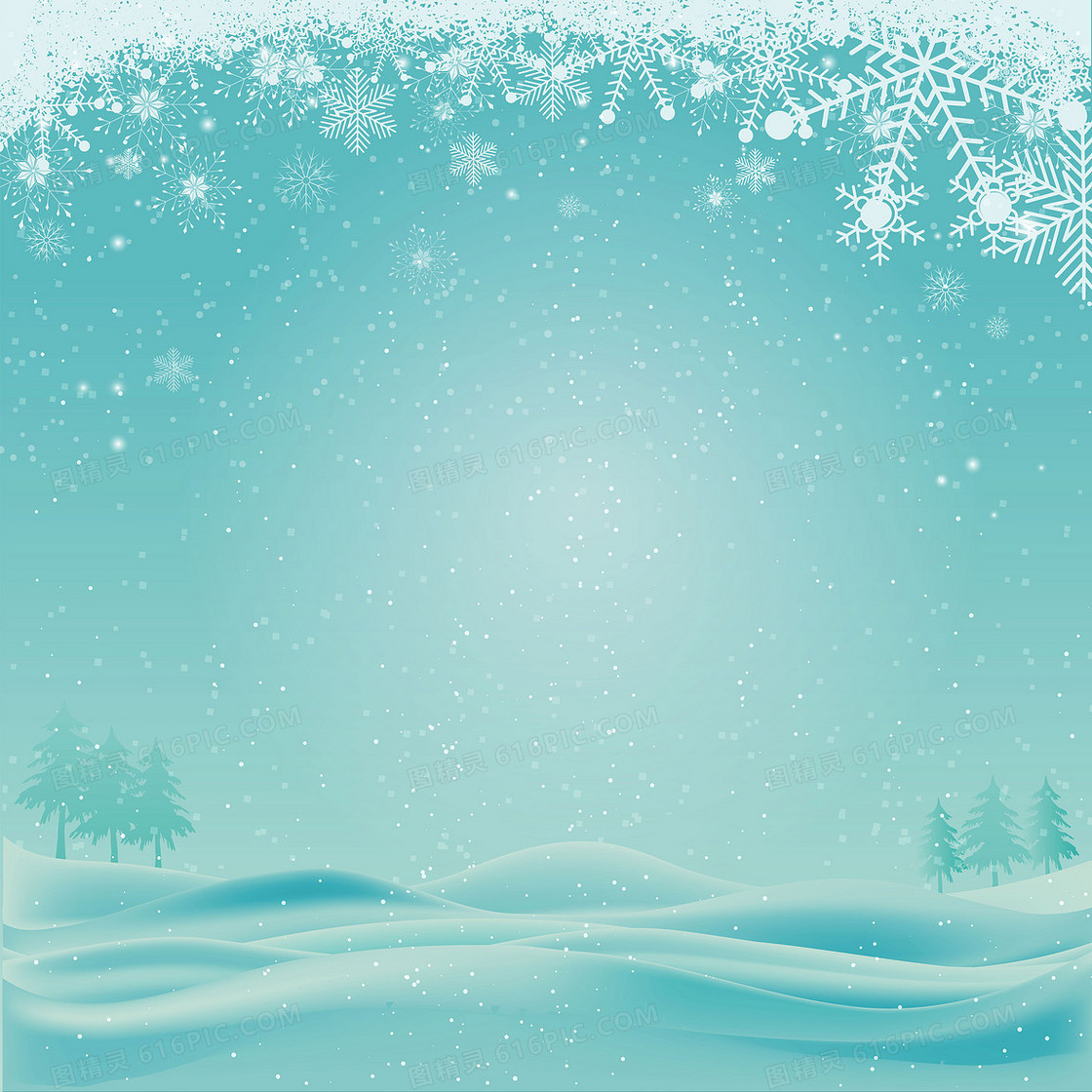 蓝色冬季雪原圣诞贺卡矢量背景