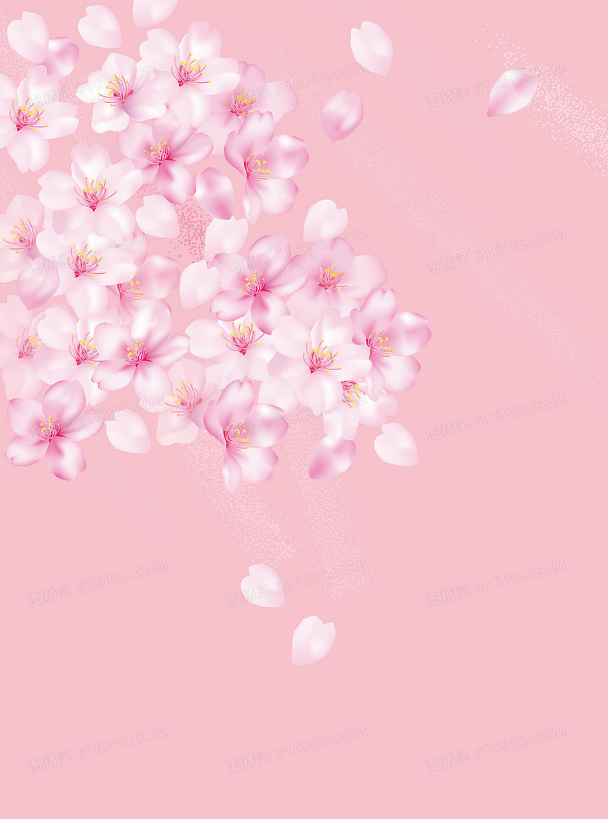 矢量粉色樱花漂浮背景