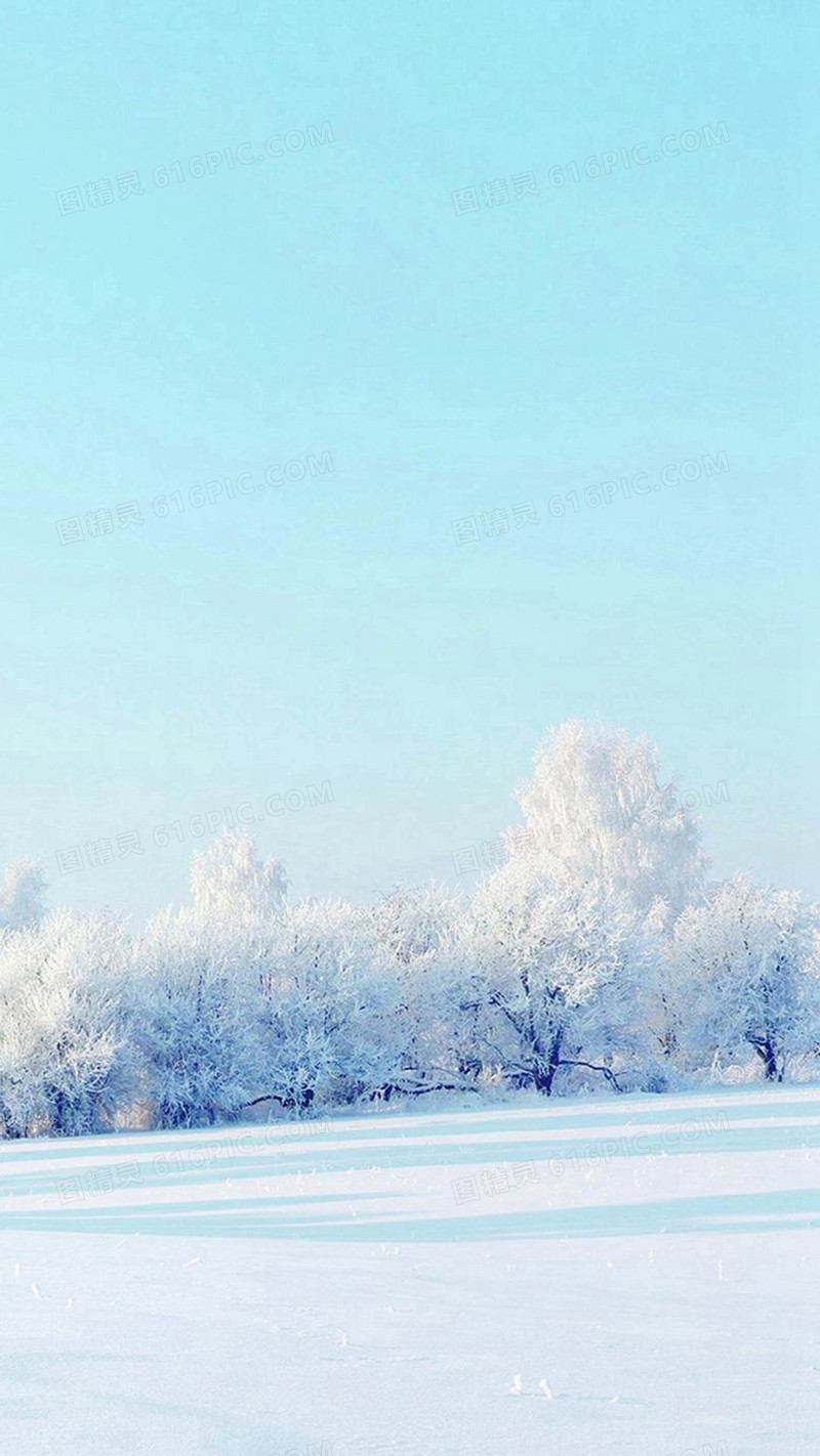 青色天空冬天雪景