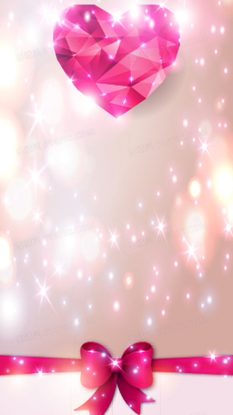粉红色钻石爱心图案背景图