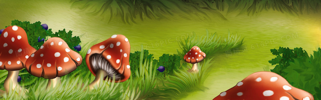 美丽蘑菇卡通插画背景
