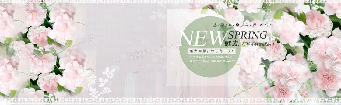 淡粉蕾丝春季女装banner