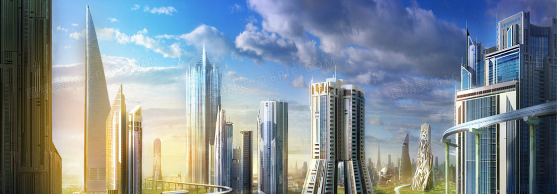 炫彩科幻建筑个性banner