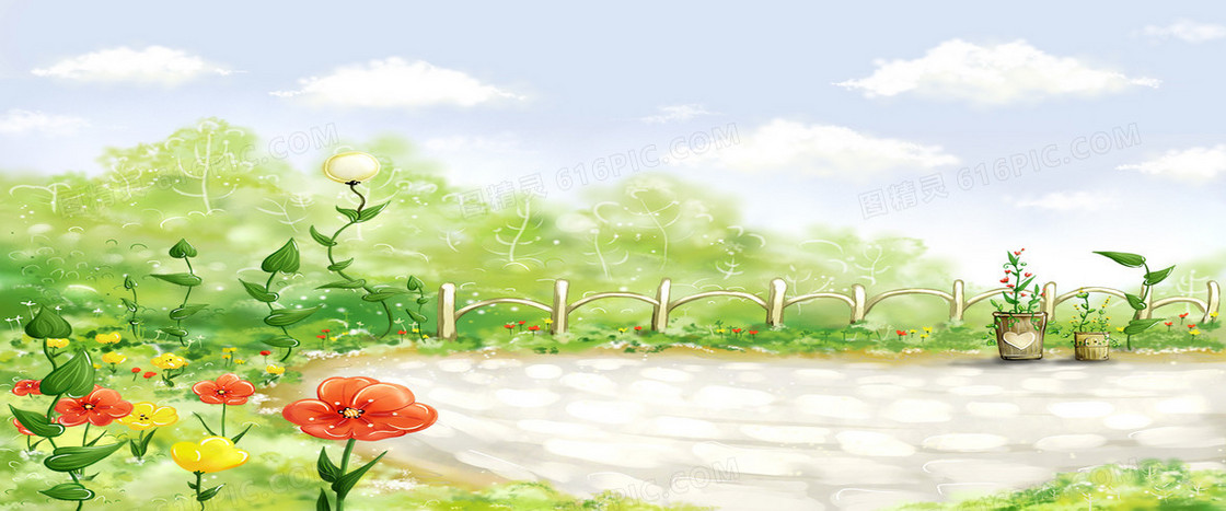 卡通教育清新背景banner