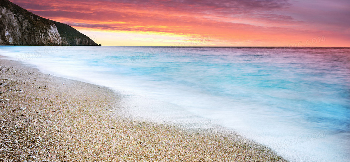 唯美大海夕阳海报素材