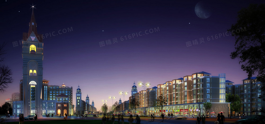 城市建筑夜景banner