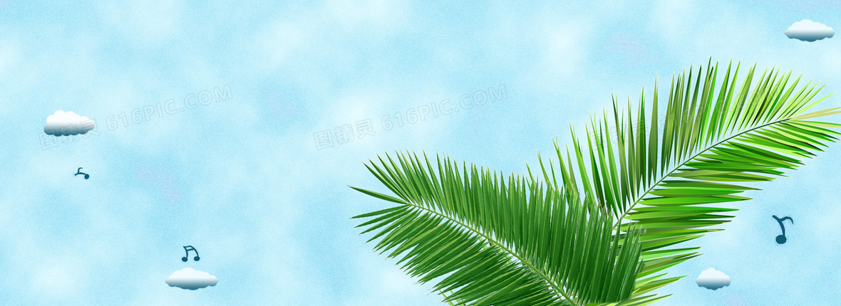 清新蓝色椰树背景