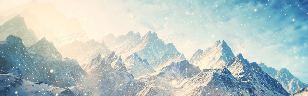 风景雪山手绘卡通背景图片下载_1920x600像素jpg格式_编号z26fpko7v