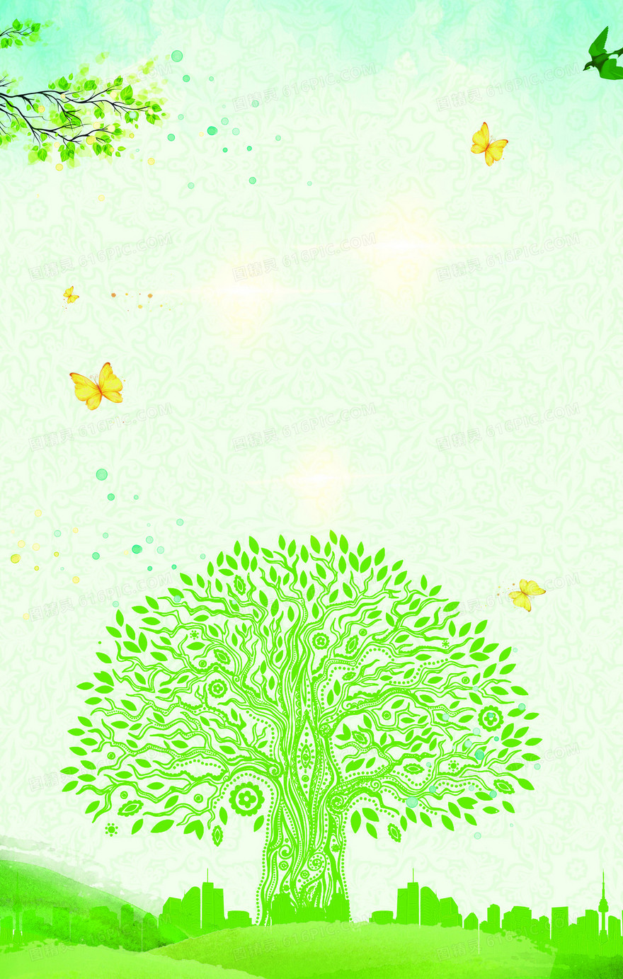 绿色卡通树背景