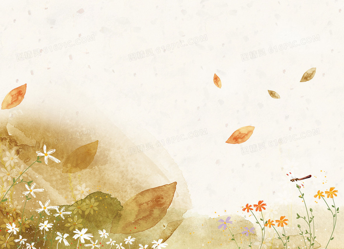 棕色手绘花草背景