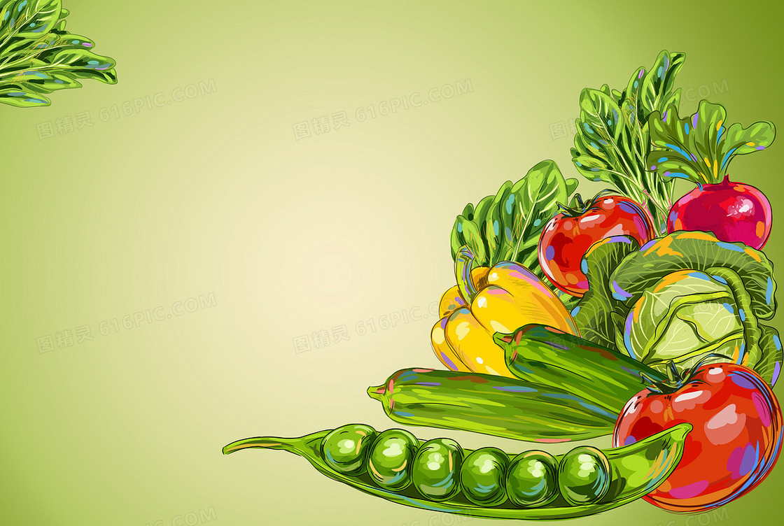 蔬菜水果卡通边框海报背景素材