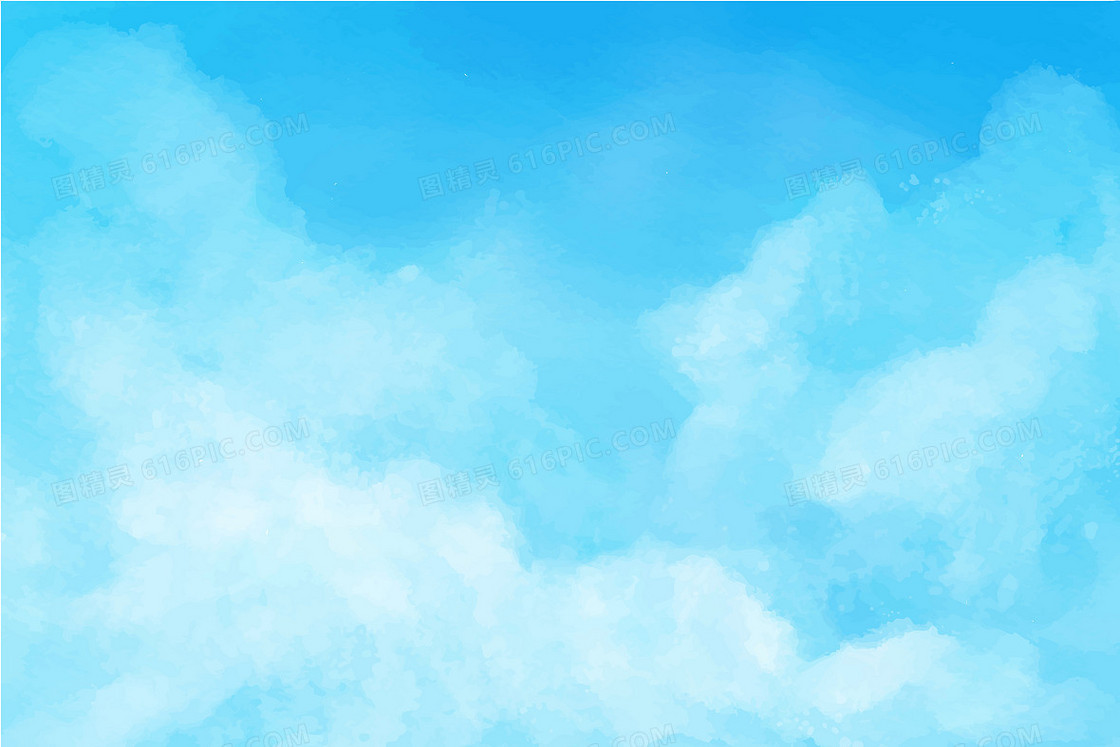 水彩泼墨抽象蓝天白云背景素材