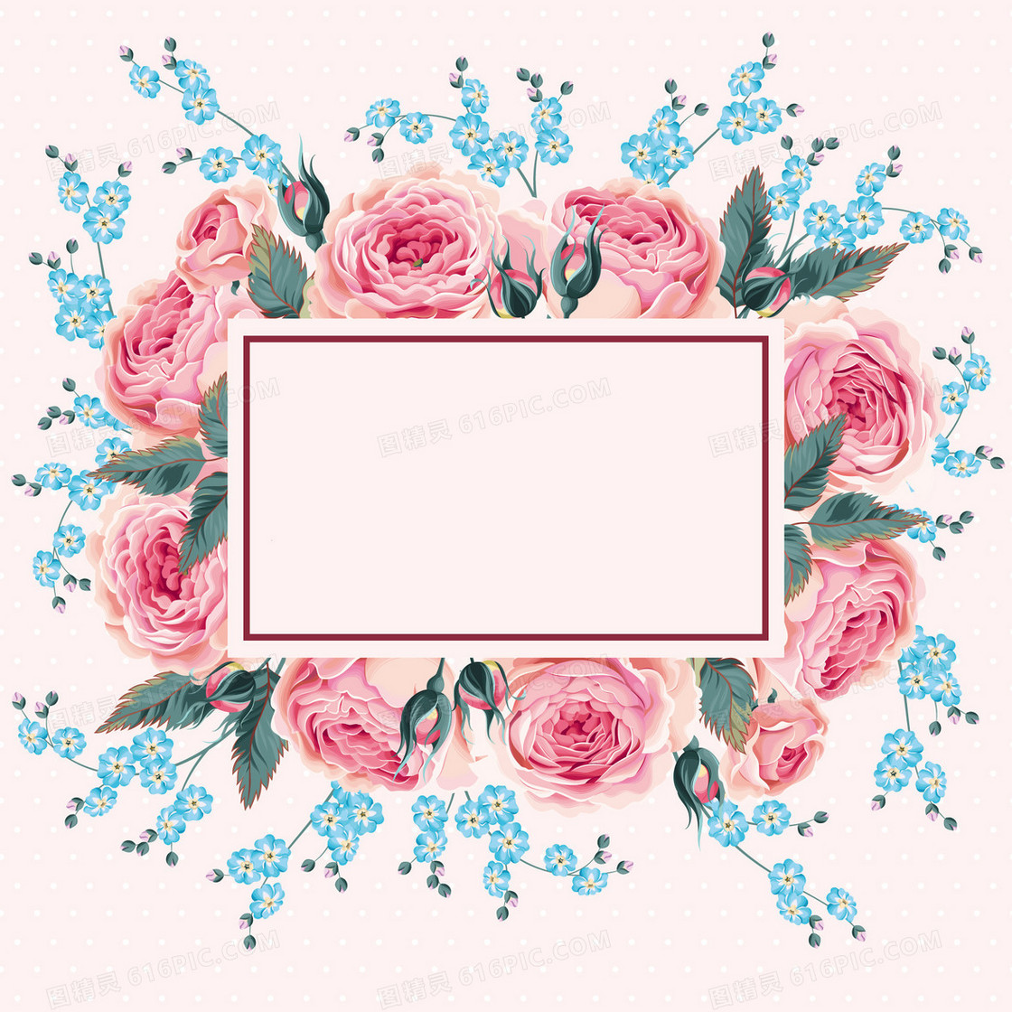 水彩花卉边框背景素材