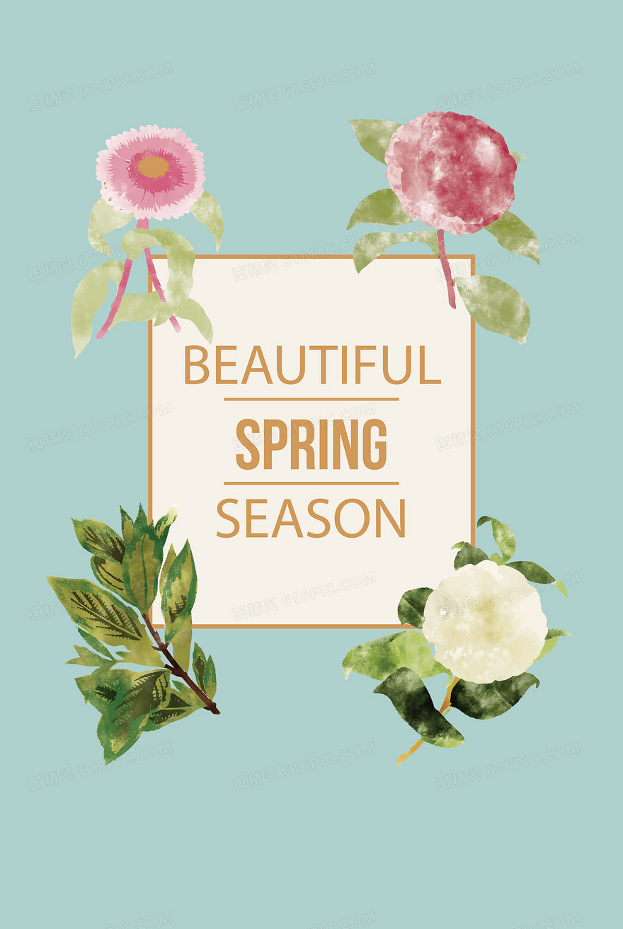 清新春季花卉海报背景素材
