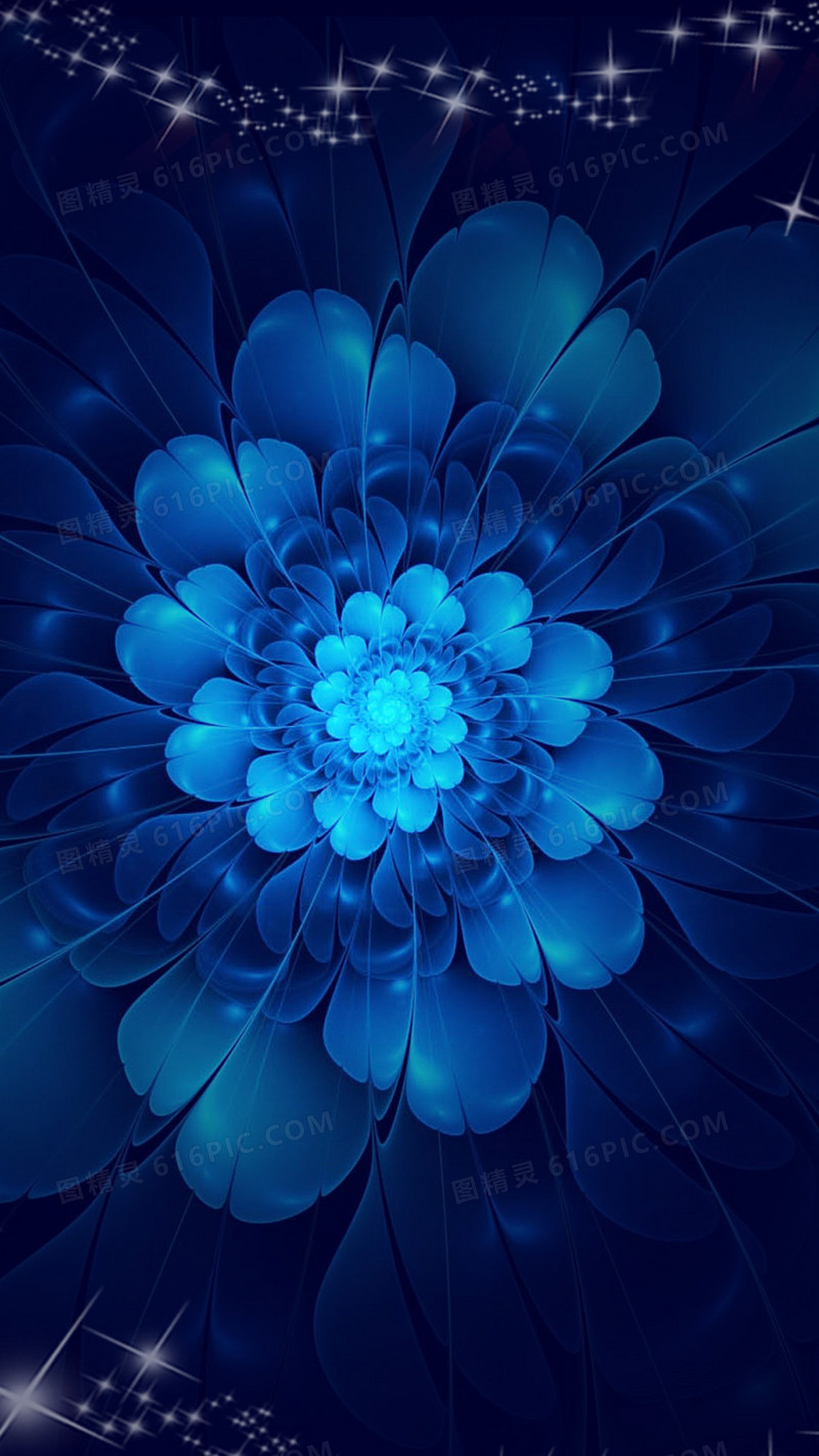 蓝色妖姬花朵H5背景