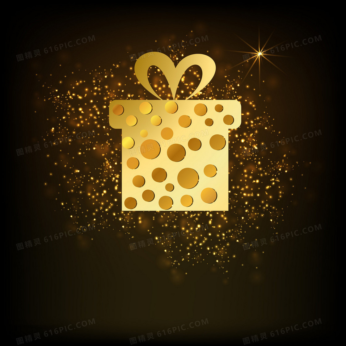 金色礼物礼盒金粉背景素材