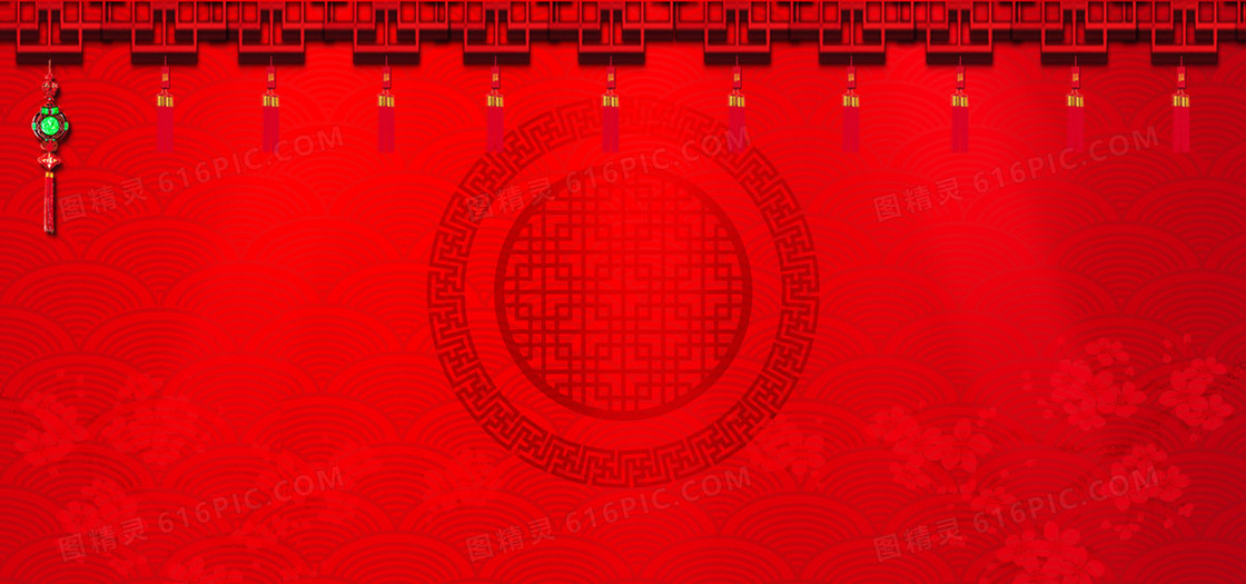 中式婚礼纹理中国风红色banner背景