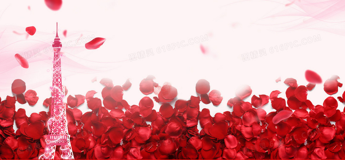 情人节玫瑰花瓣浪漫淘宝海报背景